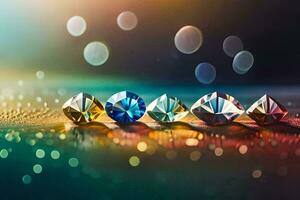 quatre diamant formes sont arrangé dans une ligne. généré par ai photo
