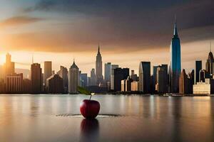 le Pomme dans le ville. généré par ai photo