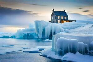 icebergs sur le l'eau. généré par ai photo