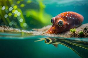 une seiche nager dans le océan. généré par ai photo