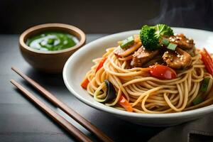 chinois nourriture est une populaire choix pour beaucoup personnes. généré par ai photo
