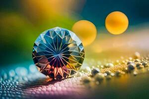 une diamant sur une Contexte de perles. généré par ai photo