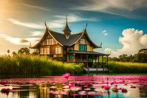 le maison de le lotus. généré par ai photo