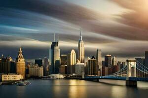 le Manhattan horizon est vu dans cette photo. généré par ai photo