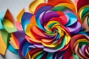 une coloré fleur fabriqué en dehors de papier. généré par ai photo