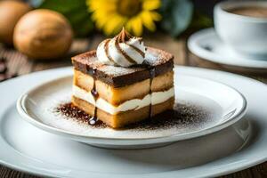 le meilleur dessert dans le monde est une Chocolat gâteau. généré par ai photo