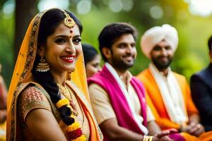 Indien mariage dans le ville. généré par ai photo