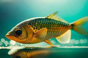 une poisson est nager dans le l'eau. généré par ai photo