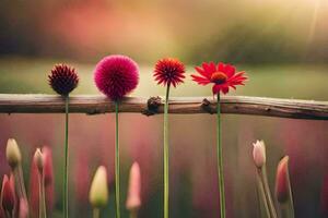 fleurs sur une clôture. généré par ai photo