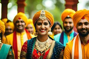 Indien mariage dans le ville. généré par ai photo