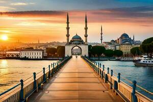 le pont plus de le l'eau dans istanbul. généré par ai photo