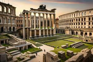 le romain forum dans Rome, Italie. généré par ai photo