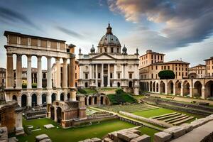 le romain forum dans Rome, Italie. généré par ai photo