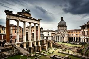 le romain forum dans Rome, Italie. généré par ai photo