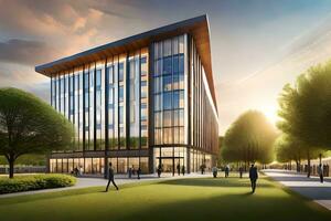 le Nouveau bâtiment volonté être situé sur le Campus de le Université de Washington. généré par ai photo