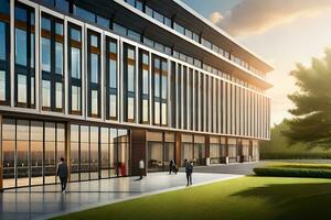 le Nouveau Bureau bâtiment à le Université de Calgary. généré par ai photo