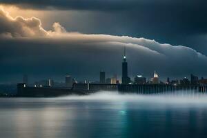une orageux journée dans Chicago. généré par ai photo