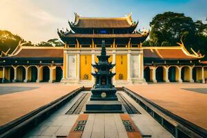 le d'or temple dans le Matin lumière. généré par ai photo