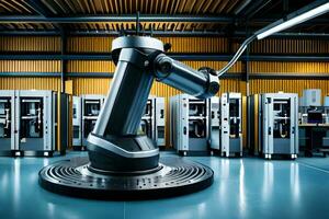 industriel robot dans une usine avec beaucoup Machines. généré par ai photo