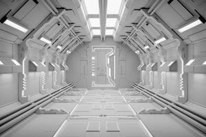 science-fiction grunge couloir Contexte illuminé avec néon lumières 3d rendre photo