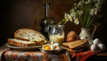 pain beurre des œufs petit déjeuner photo