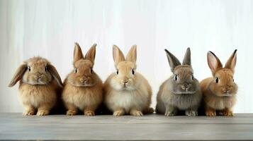 cinq adorable lapins dans une minimaliste réglage photo