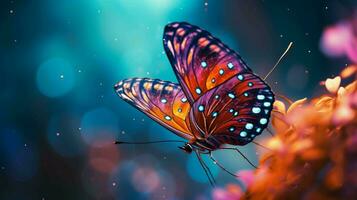 exquis papillon dans vibrant couleurs, une Naturel merveille photo