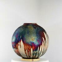 raku céramique poterie vase arc en ciel aurore texturé modèle Accueil décor pièce de raaquu par adil gani de Malaisie photo