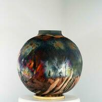 raku céramique poterie vase arc en ciel aurore texturé modèle Accueil décor pièce de raaquu par adil gani de Malaisie photo