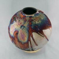 raku céramique poterie vase arc en ciel aurore texturé modèle Accueil décor pièce de raaquu par adil gani de Malaisie photo