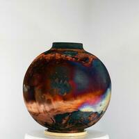 raku céramique poterie vase arc en ciel aurore texturé modèle Accueil décor pièce de raaquu par adil gani de Malaisie photo