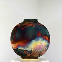 raku céramique poterie vase arc en ciel aurore texturé modèle Accueil décor pièce de raaquu par adil gani de Malaisie photo