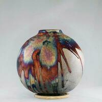 raku céramique poterie vase arc en ciel aurore texturé modèle Accueil décor pièce de raaquu par adil gani de Malaisie photo