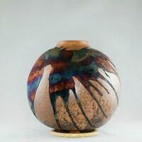 raku céramique poterie vase arc en ciel aurore texturé modèle Accueil décor pièce de raaquu par adil gani de Malaisie photo