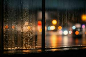 gouttes de pluie et lampadaires à nuit. Contexte. ai génératif pro photo