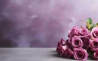 violet des roses sur une gris Contexte génératif ai photo