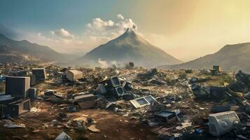 généré par ai gigantesque Montagne de déchets électroniques photo