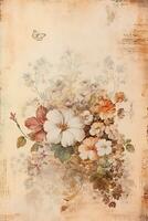 ancien papier avec fleurs pour scrapbooking, ancien cartes avec des roses. photo