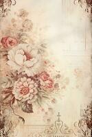 ancien papier avec fleurs pour scrapbooking, ancien cartes avec des roses. photo