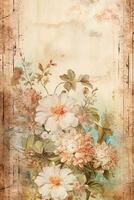 ancien papier avec fleurs pour scrapbooking, ancien cartes avec des roses. photo