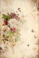 ancien papier avec fleurs pour scrapbooking, ancien cartes avec des roses. photo