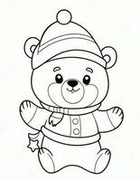 nounours ours coloration page pour hiver et Noël pour des gamins photo