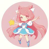 magique fille autocollant cosplay anime style chibi illustration photo