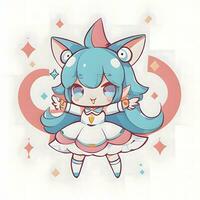 magique fille autocollant cosplay anime style chibi illustration photo