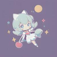 magique fille autocollant cosplay anime style chibi illustration photo