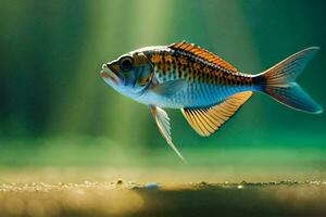 une poisson est nager dans le l'eau. généré par ai photo