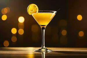 une cocktail avec une citron tranche sur Haut. généré par ai photo