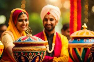 Indien mariage dans Delhi. généré par ai photo