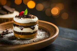 desserts sur une en bois plaque. généré par ai photo