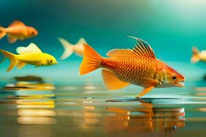 poisson rouge nager dans le l'eau. généré par ai photo